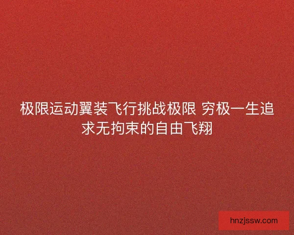 极限运动翼装飞行挑战极限 穷极一生追求无拘束的自由飞翔 极限运动翼装飞行挑战极限 穷极一生追求无拘束的自由飞翔